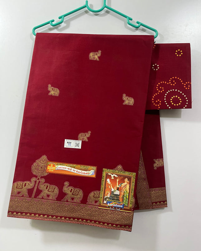 Karishma Cotton Saree with Maroon Colour