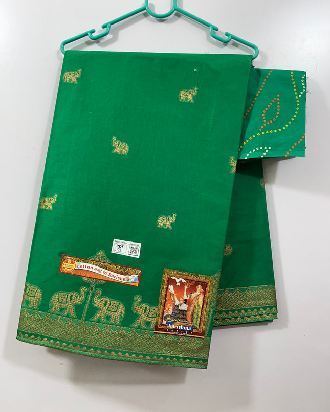 Karishma Cotton Saree with Green Colour