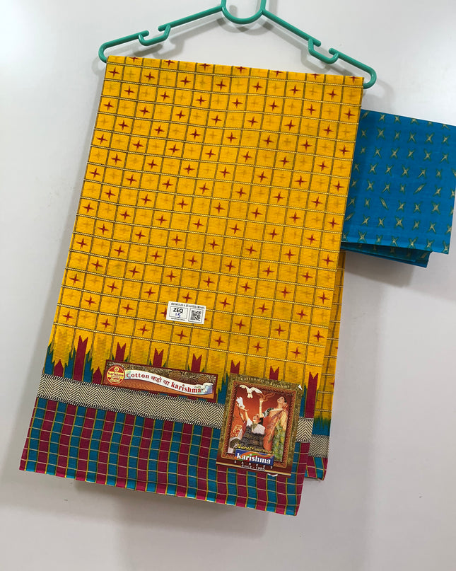 Karishma Cotton Saree with Yellow Colour