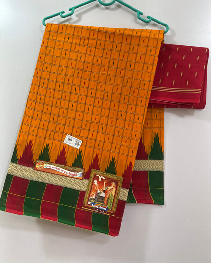 Karishma Cotton Saree with Orange Colour