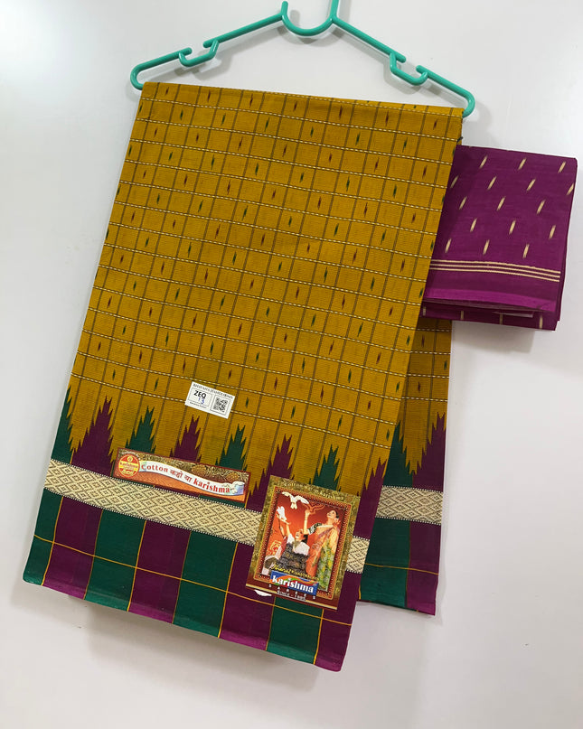 Karishma Cotton Saree with Mustard Colour