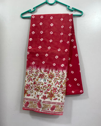 Small Bandhani 120Count Premium Cotton Saree With Pink Colour one side border