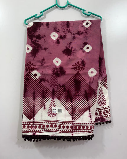 Bandhani 120Count Premium Cotton Saree With Chocolate Colour
