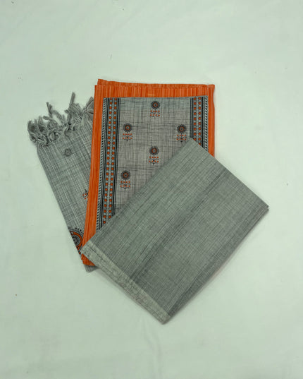 Cotton Dress Material with Orange Color