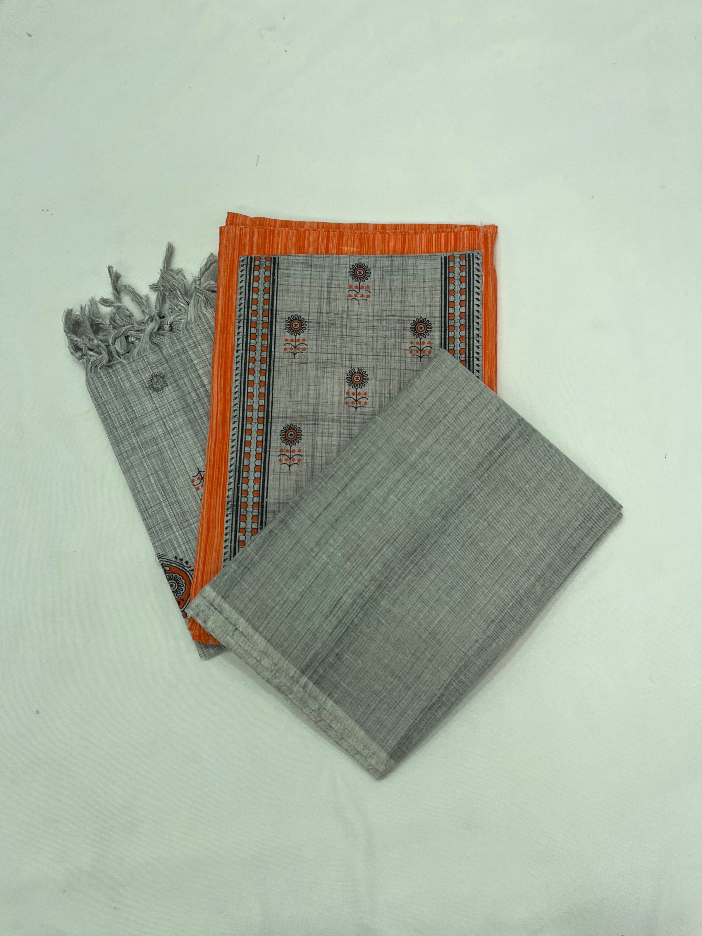 Cotton Dress Material with Orange Color