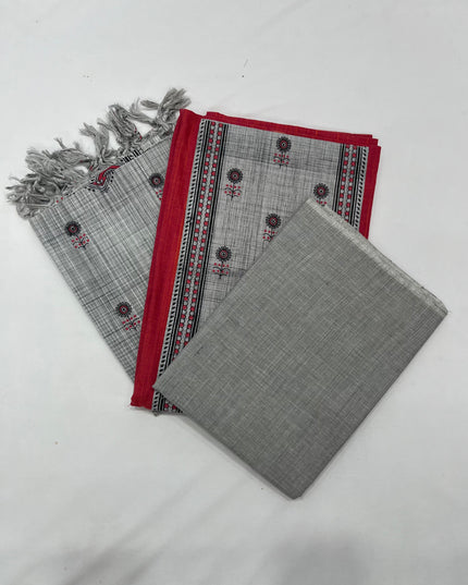 Cotton Dress Material with Red Color