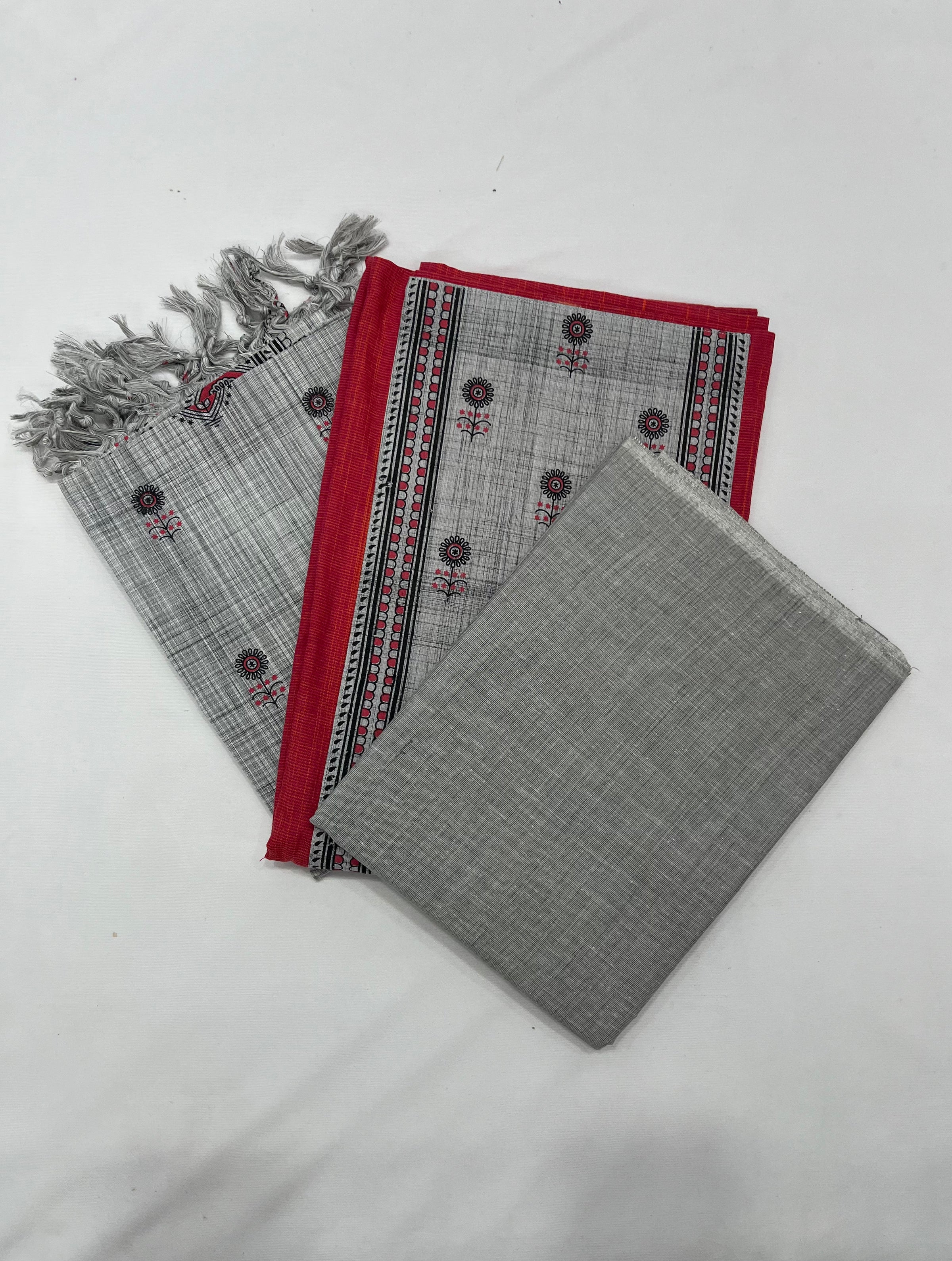 Cotton Dress Material with Red Color