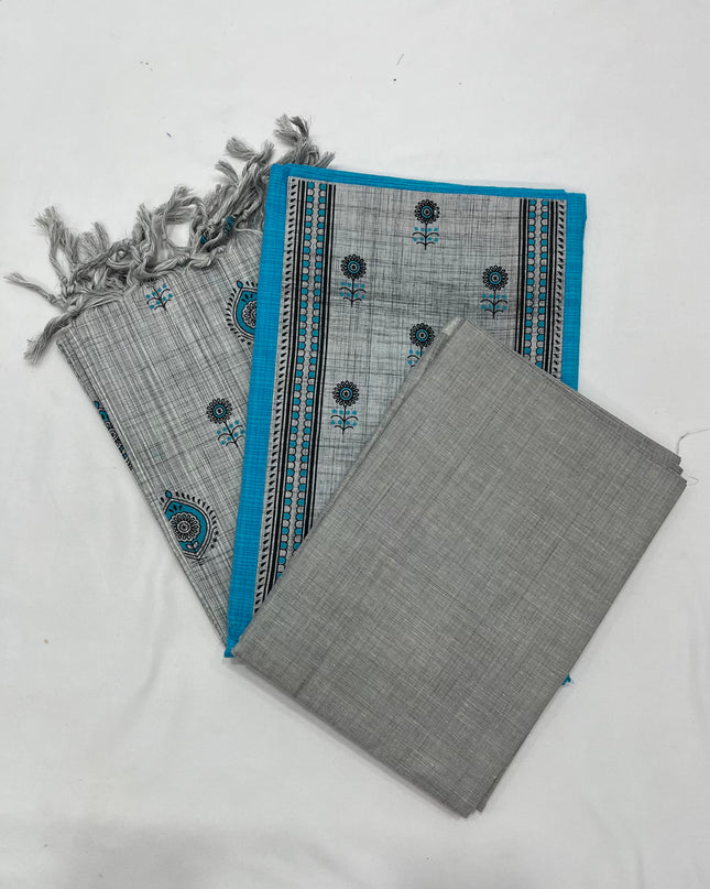 Cotton Dress Material with Blue Color