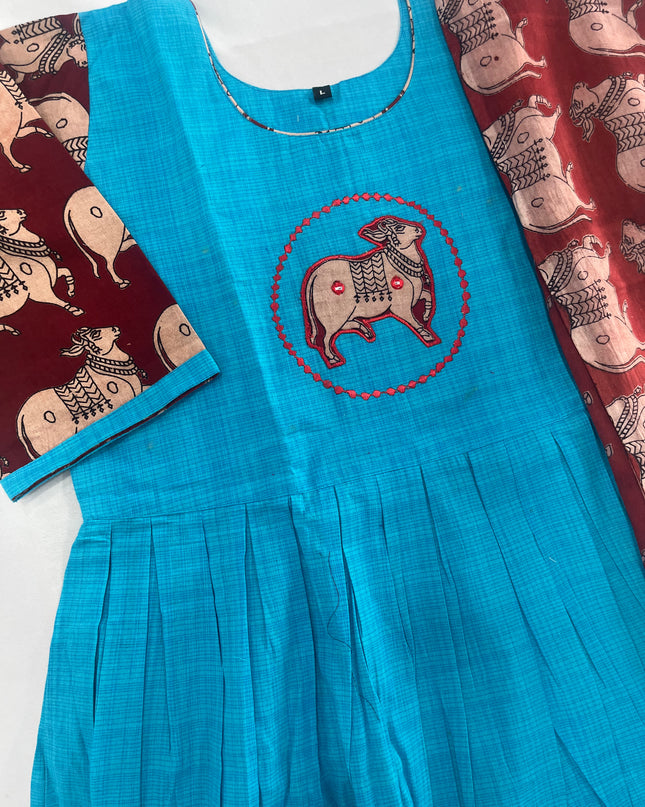 Premium 2-Piece Frock Set Sky Blue Colour – Bhavana Originals Exclusive