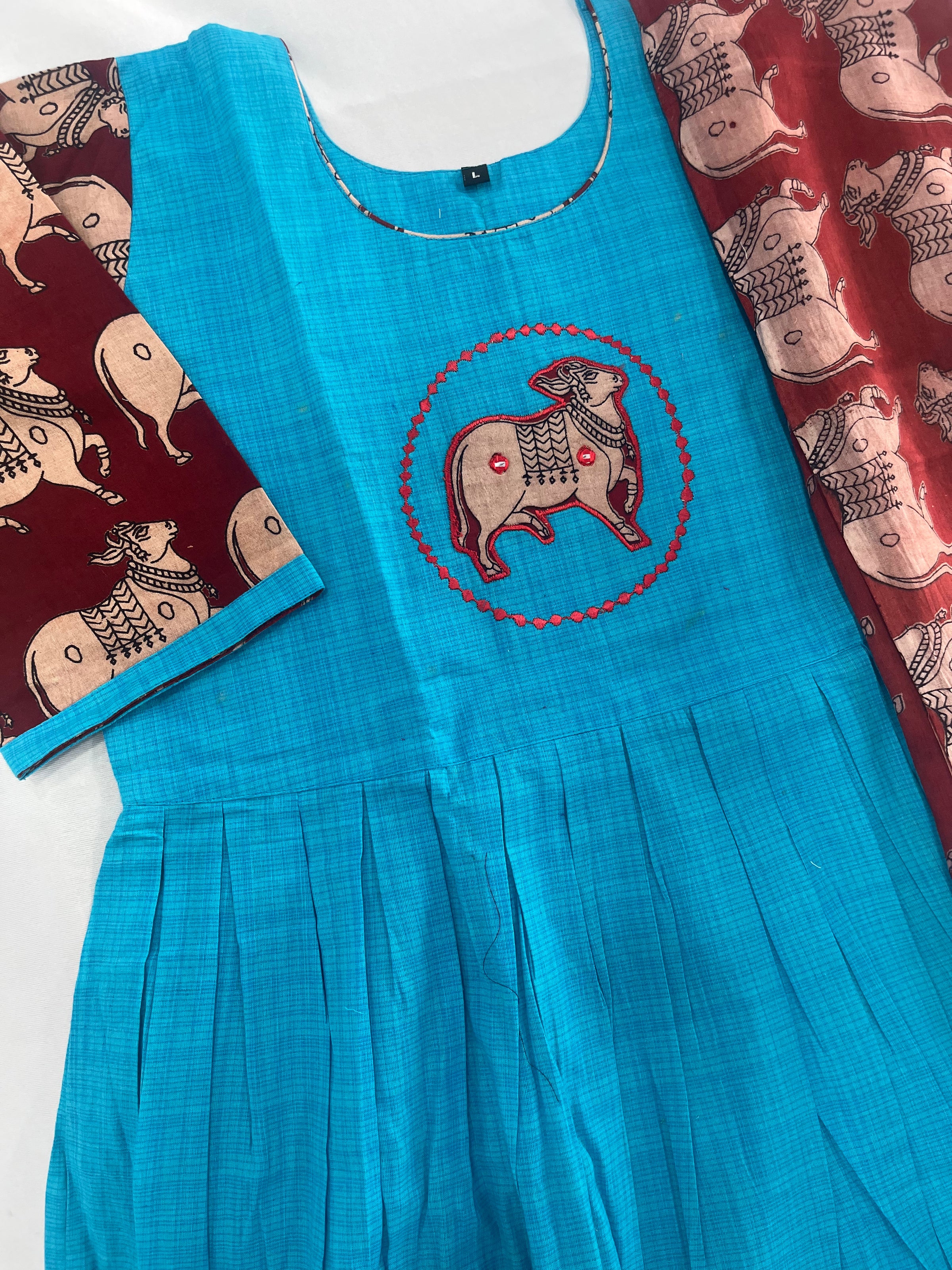 Premium 2-Piece Frock Set Sky Blue Colour – Bhavana Originals Exclusive