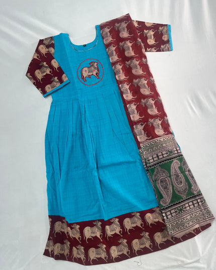 Premium 2-Piece Frock Set Sky Blue Colour – Bhavana Originals Exclusive