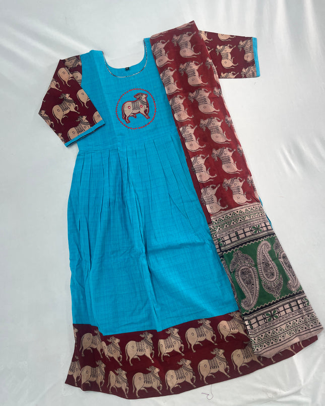 Premium 2-Piece Frock Set Sky Blue Colour – Bhavana Originals Exclusive