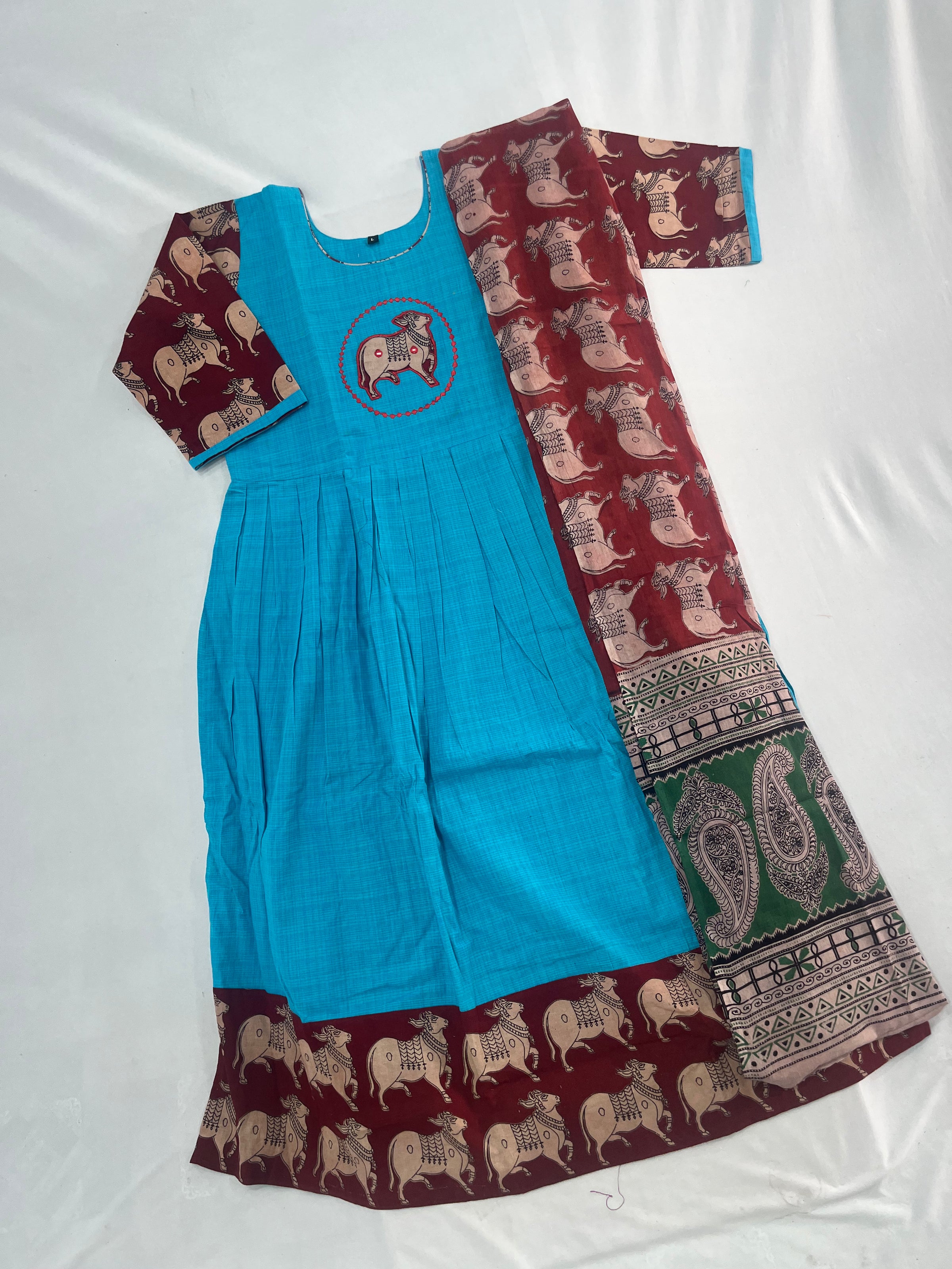 Premium 2-Piece Frock Set Sky Blue Colour – Bhavana Originals Exclusive