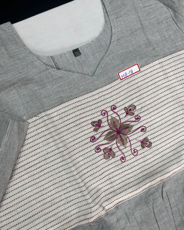 Cotton Frock for Women – Gray colour Dress | Bhavana Handlooms