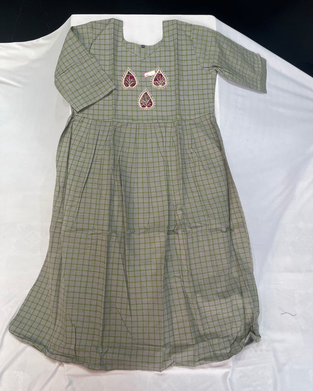 Gray Checks Cotton Frock for Women – Casual Wear | Bhavana Handlooms