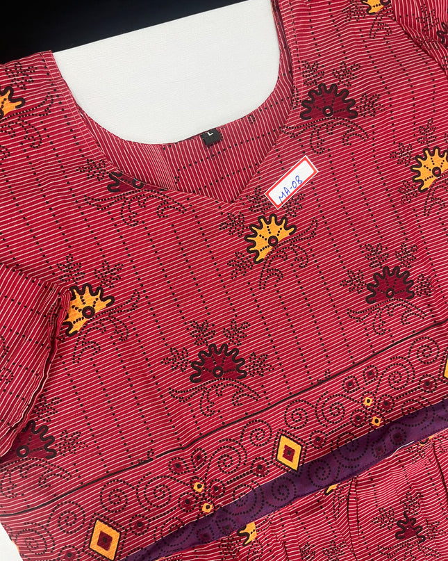 Pink Floral Printed Cotton Frock for Women – Casual Wear | Bhavana Handlooms