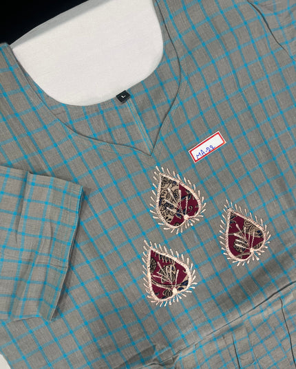 Gray Checks Cotton Frock for Women – Casual Wear | Bhavana Handlooms