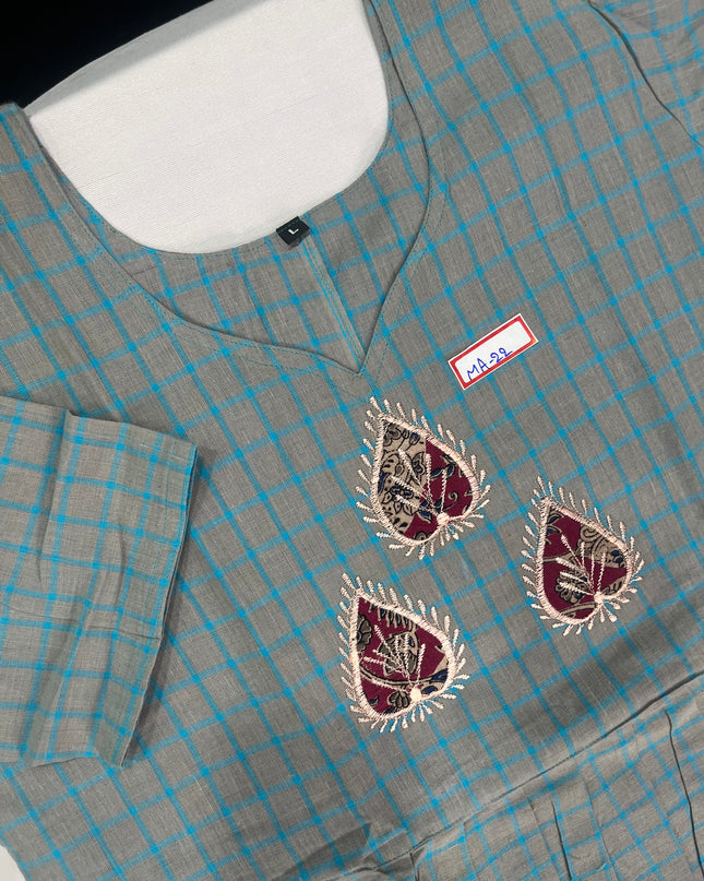 Gray Checks Cotton Frock for Women – Casual Wear | Bhavana Handlooms