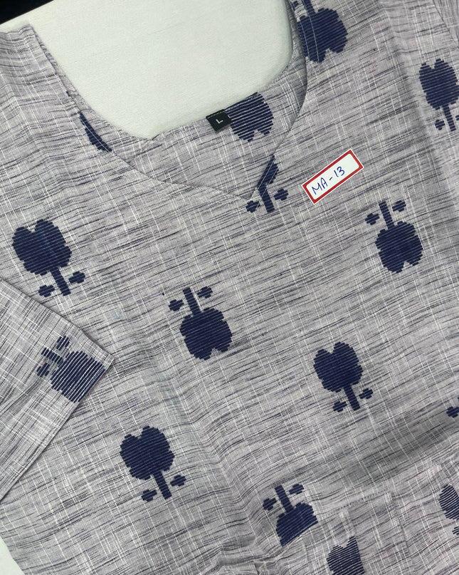 Gray Floral Printed Cotton Frock for Women – Casual Wear | Bhavana Handlooms