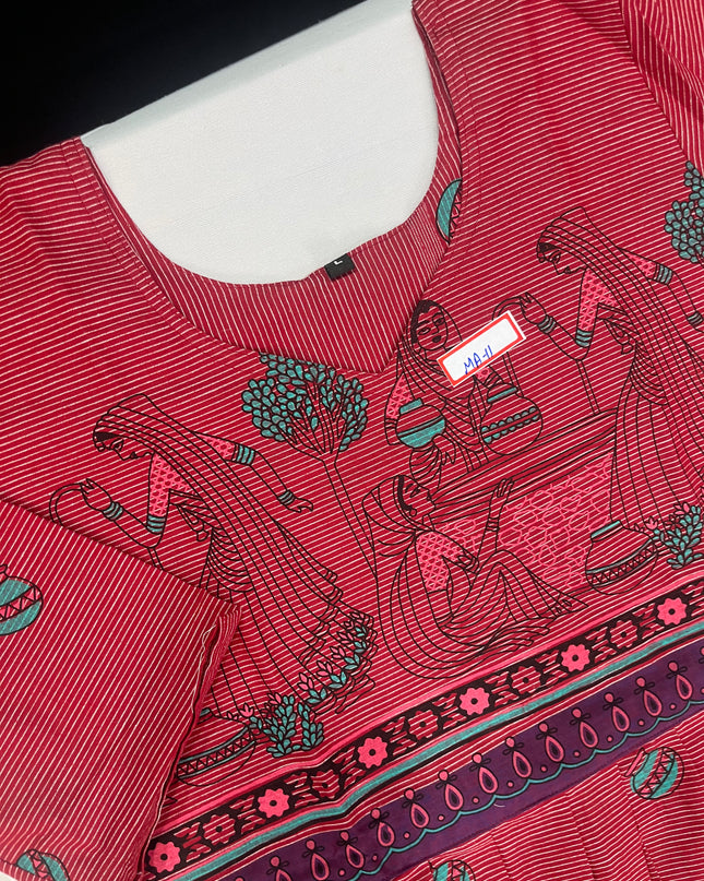 Gollabama Printed Cotton Frock for Women – Pink Dress | Bhavana Handlooms