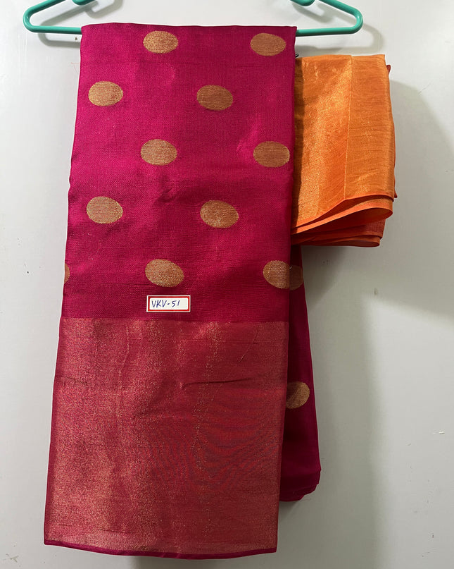 Jute Saree with Dollar Butis Pink Colour