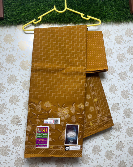 Meena Cotton Saree With Brown Colour