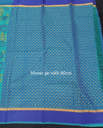Chirala cotton saree half Green shade and printed blouse