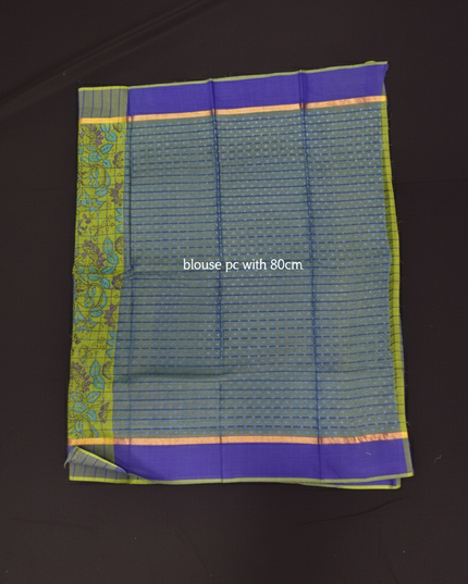 Chirala cotton saree half Green shade and printed blouse