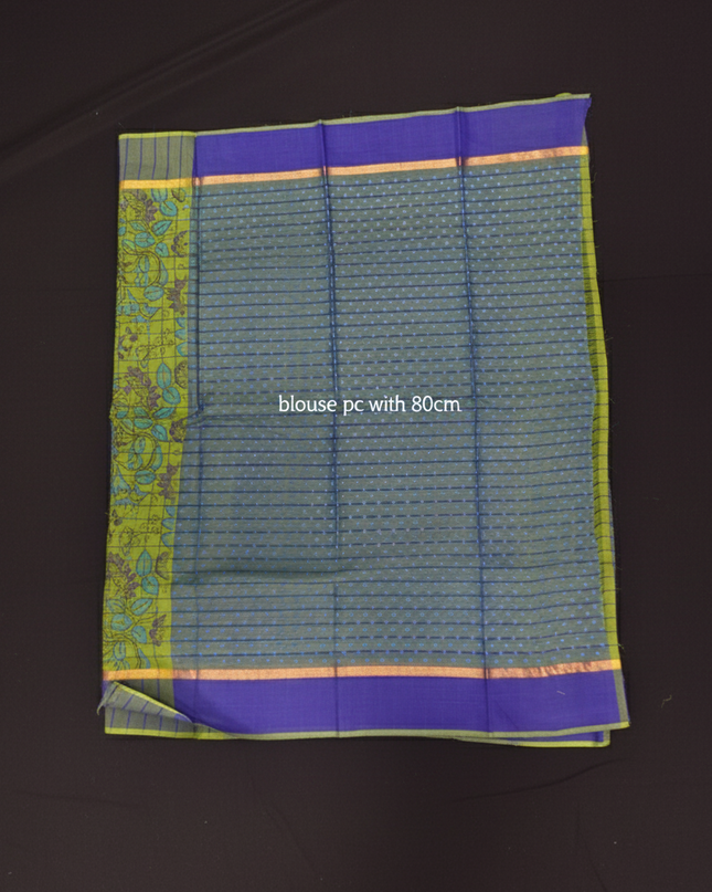 Chirala cotton saree half Green shade and printed blouse