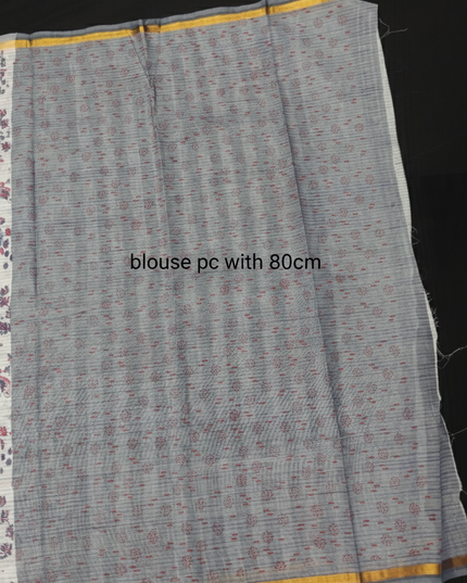 Chirala cotton saree half white shade and printed blouse