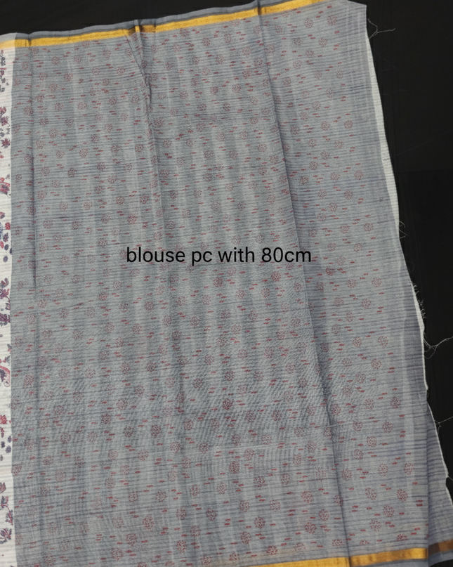 Chirala cotton saree half white shade and printed blouse