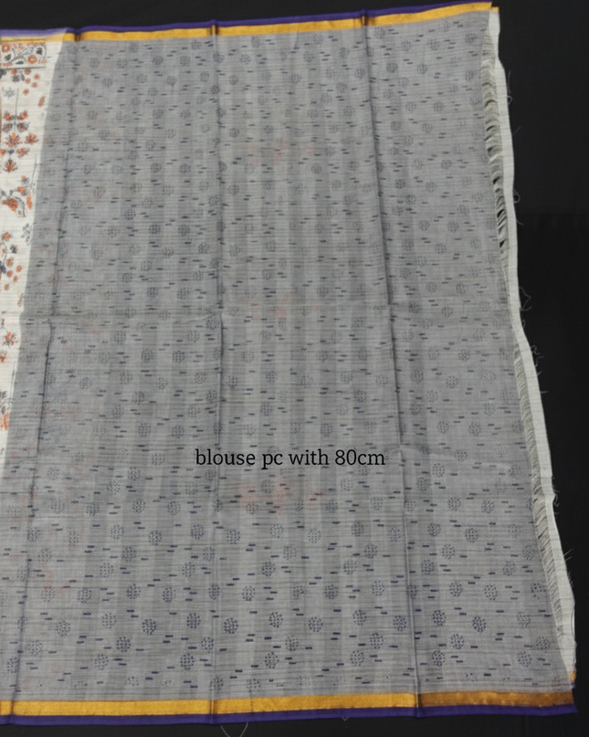 Chirala cotton saree half white shade and printed blouse