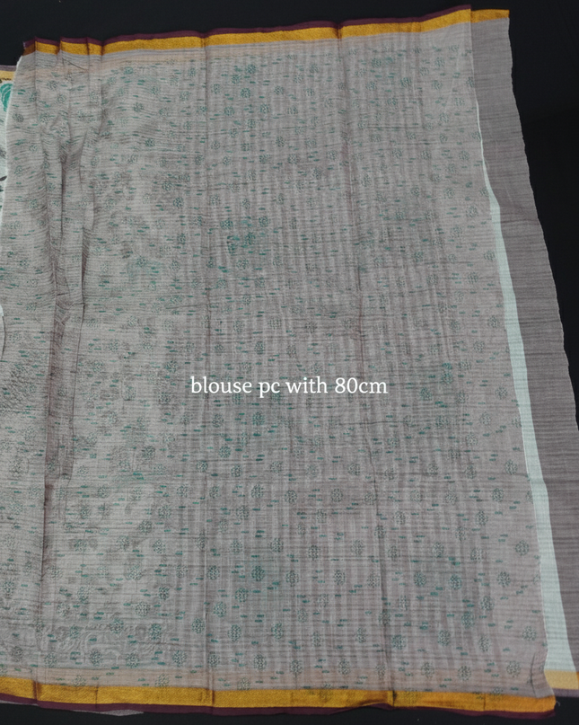 Chirala cotton saree half white shade and printed blouse