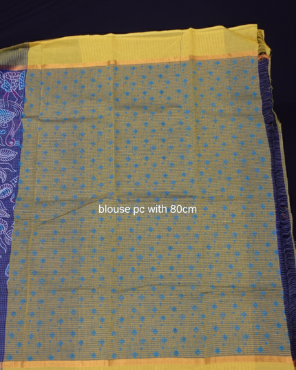 Chirala cotton saree half Blue shade and printed blouse