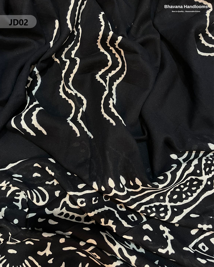 Jaipur Handblock Cotton Dress Material – White & Black