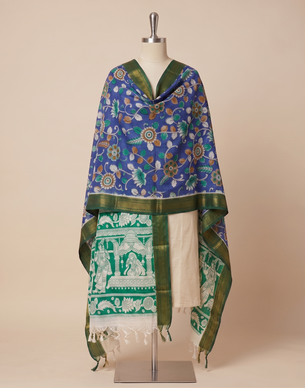 Mangalagiri Kalamkari Cotton Dupatta | 2.5 Mtrs | Handloom Heritage
