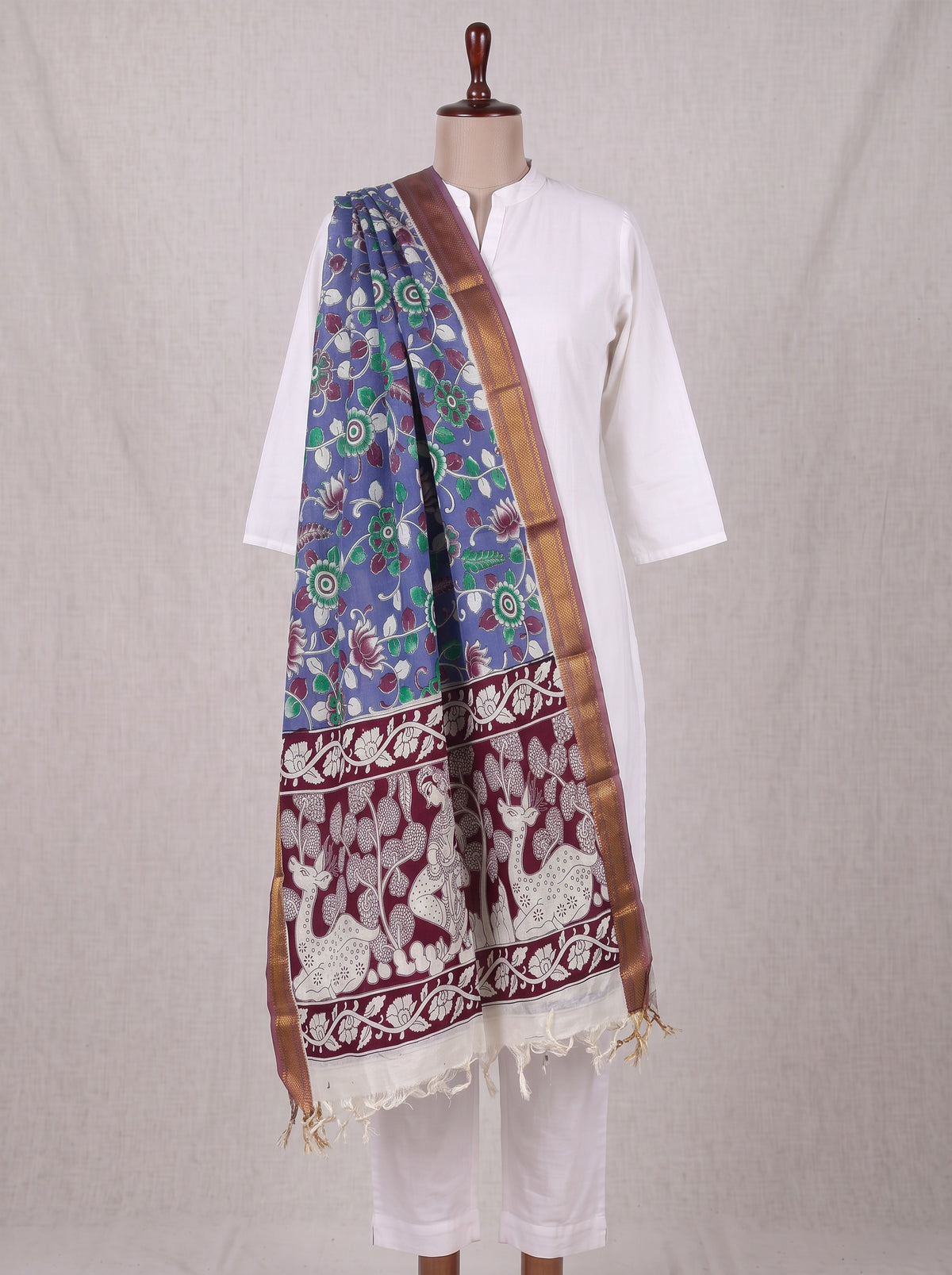Mangalagiri Kalamkari Cotton Dupatta | 2.5 Mtrs | Handloom Heritage