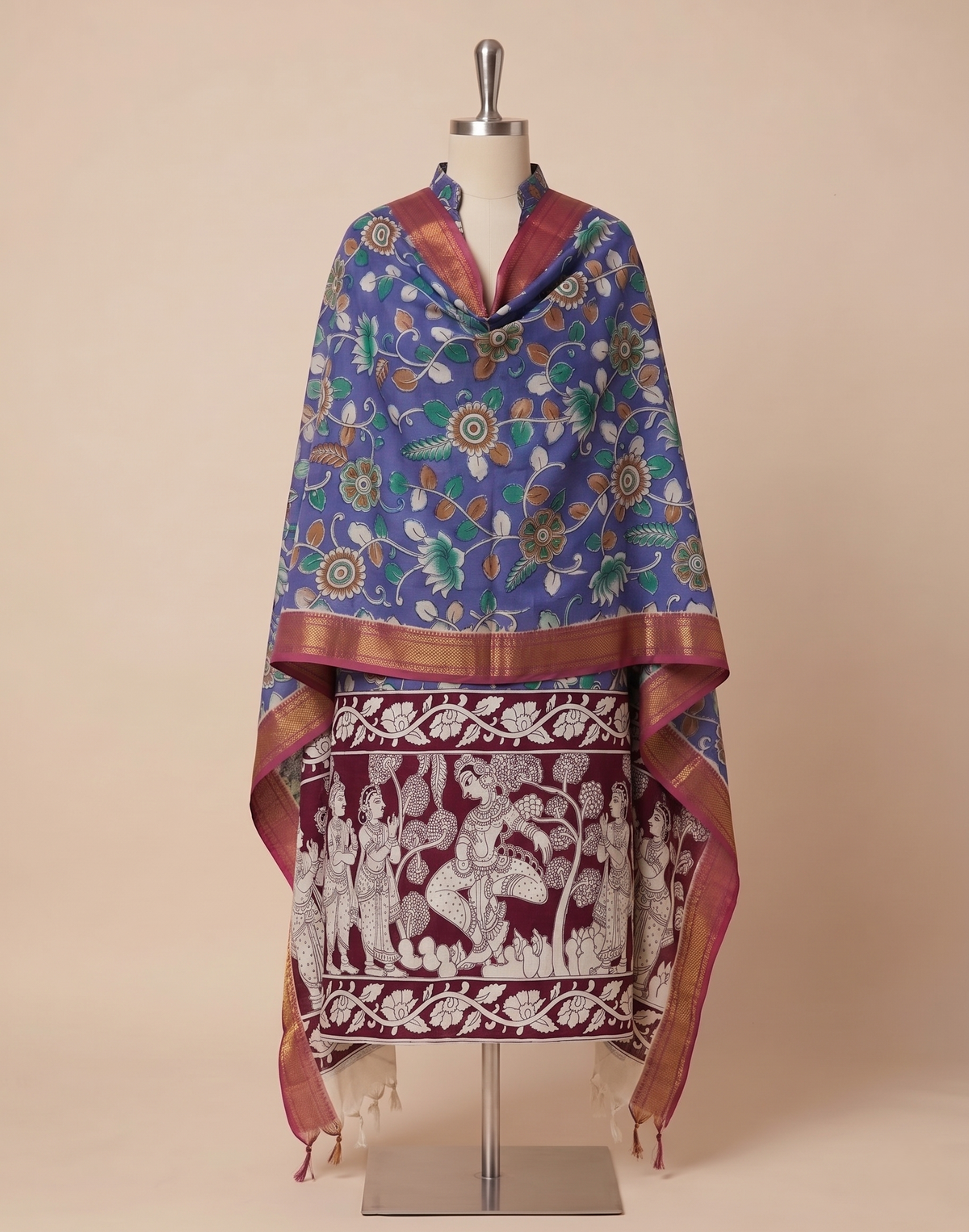Mangalagiri Kalamkari Cotton Dupatta | 2.5 Mtrs | Handloom Heritage