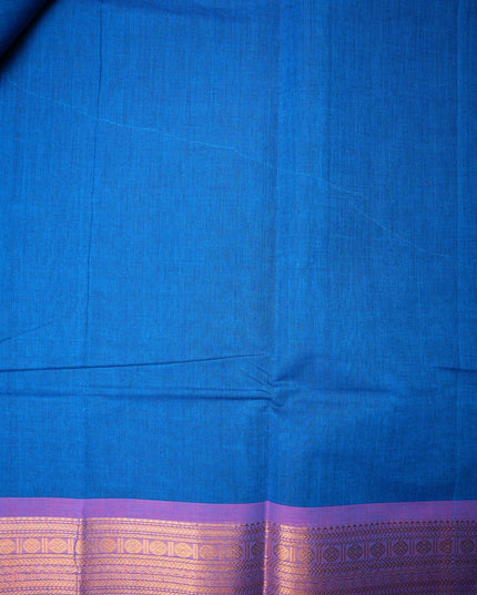 Premium Kanchi Handloom Cotton Saree in Rich Royal Blue with Traditional Zari Border | Soft Cotton Comfort & Graceful Drape