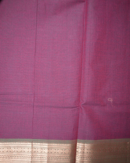 Premium Kanchi Handloom Cotton Saree in Wine Maroon with Traditional Zari Border | Soft Cotton Comfort & Graceful Drape