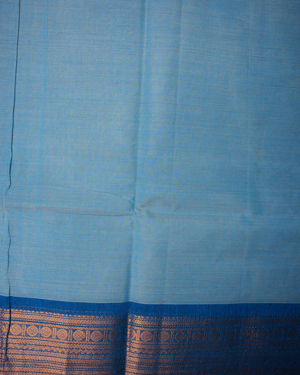 Premium Kanchi Handloom Cotton Saree in Dusty Sky Blue with Traditional Zari Border | Soft Cotton Comfort & Graceful Drape