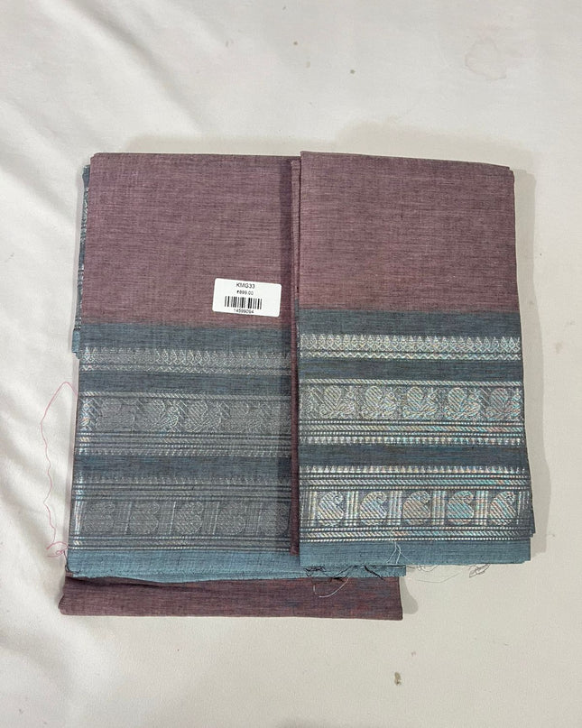 Traditional Kanchi 2PC Dress Material with Zari Border | Top & Dupatta Set Dusty Mauve