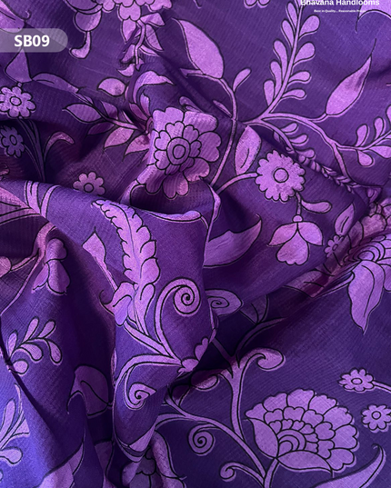 Dark Lavender Color Kalamkari Silk Dupatta for Women | Traditional Wear