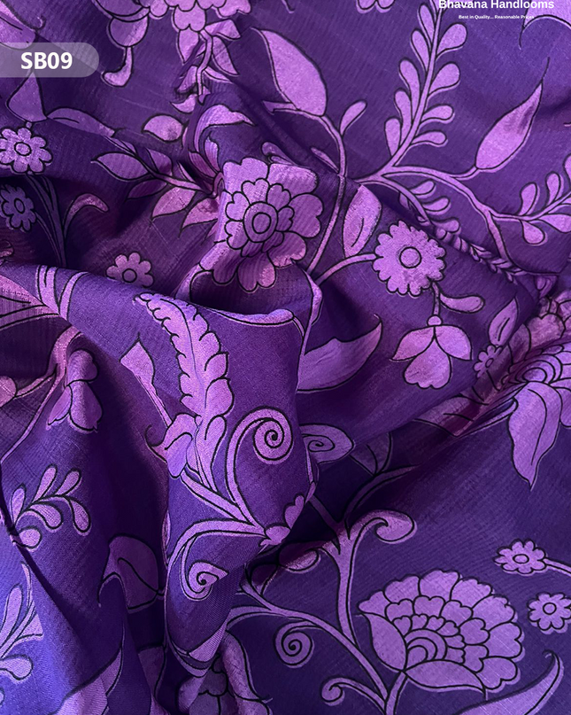 Dark Lavender Color Kalamkari Silk Dupatta for Women | Traditional Wear