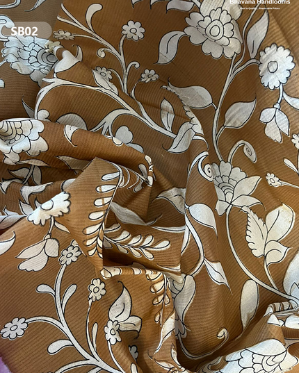 Brown Color Kalamkari Silk Dupatta for Women | Traditional Wear