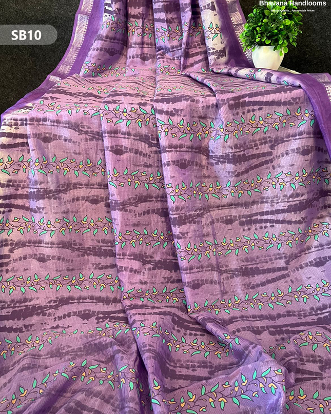 Pastel Violet Color Kalamkari Silk Dupatta for Women | Traditional Wear