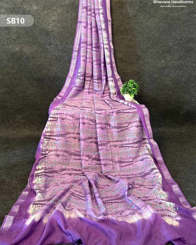 Pastel Violet Color Kalamkari Silk Dupatta for Women | Traditional Wear