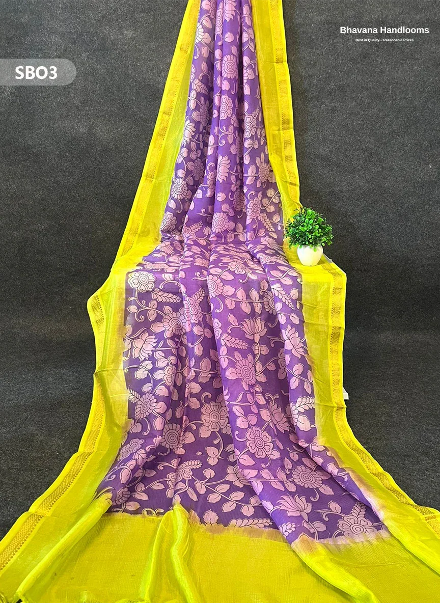 Lavender Color Kalamkari Silk Dupatta for Women | Traditional Wear