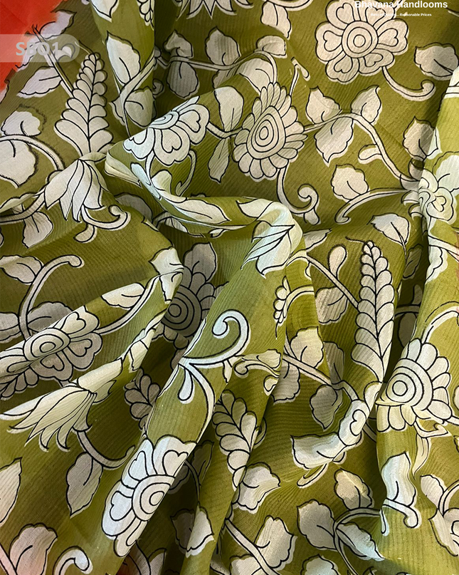 Oak Brown Color Kalamkari Silk Dupatta for Women | Traditional Wear