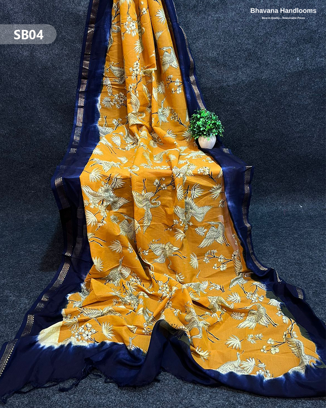 Yellow Color Kalamkari Silk Dupatta for Women | Traditional Wear